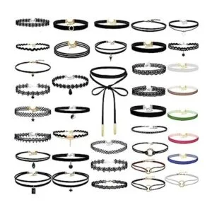 PAXCOO Juego de 50 collares de gargantilla negros para_1