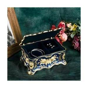 Feyarl Caja de joyería rectangular vintage de dos capas_4