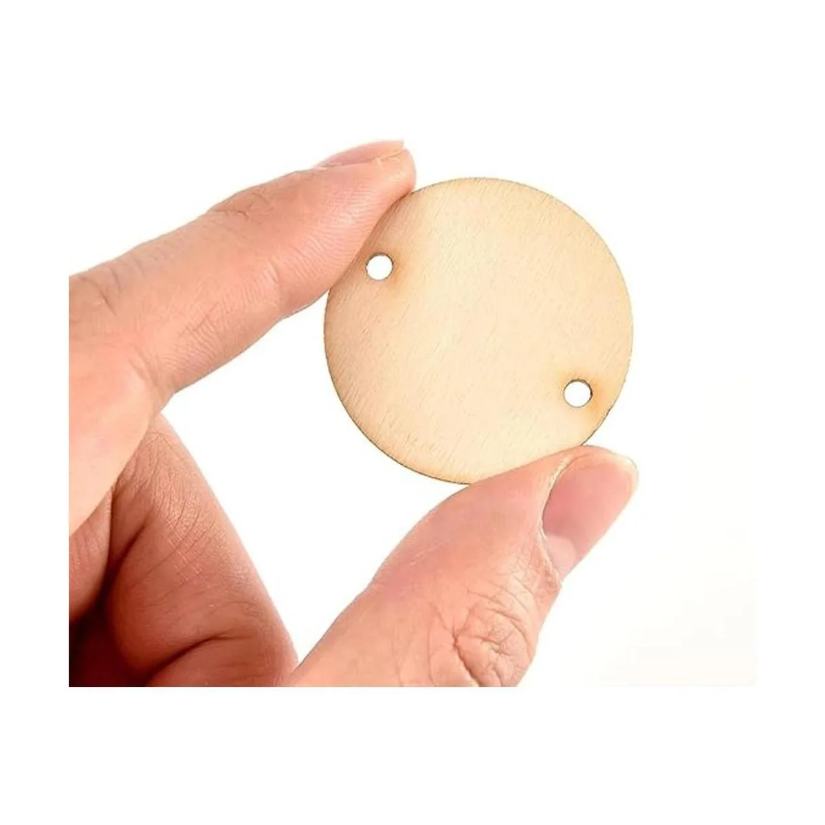 Etiquetas de madera de Navidad con 2 agujeros redondos de_4