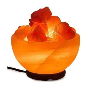 Cuenco de lámpara de sal del Himalaya con trozos de_2