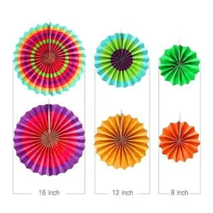 Juego de 12 vibrantes abanicos de papel para colgar_3