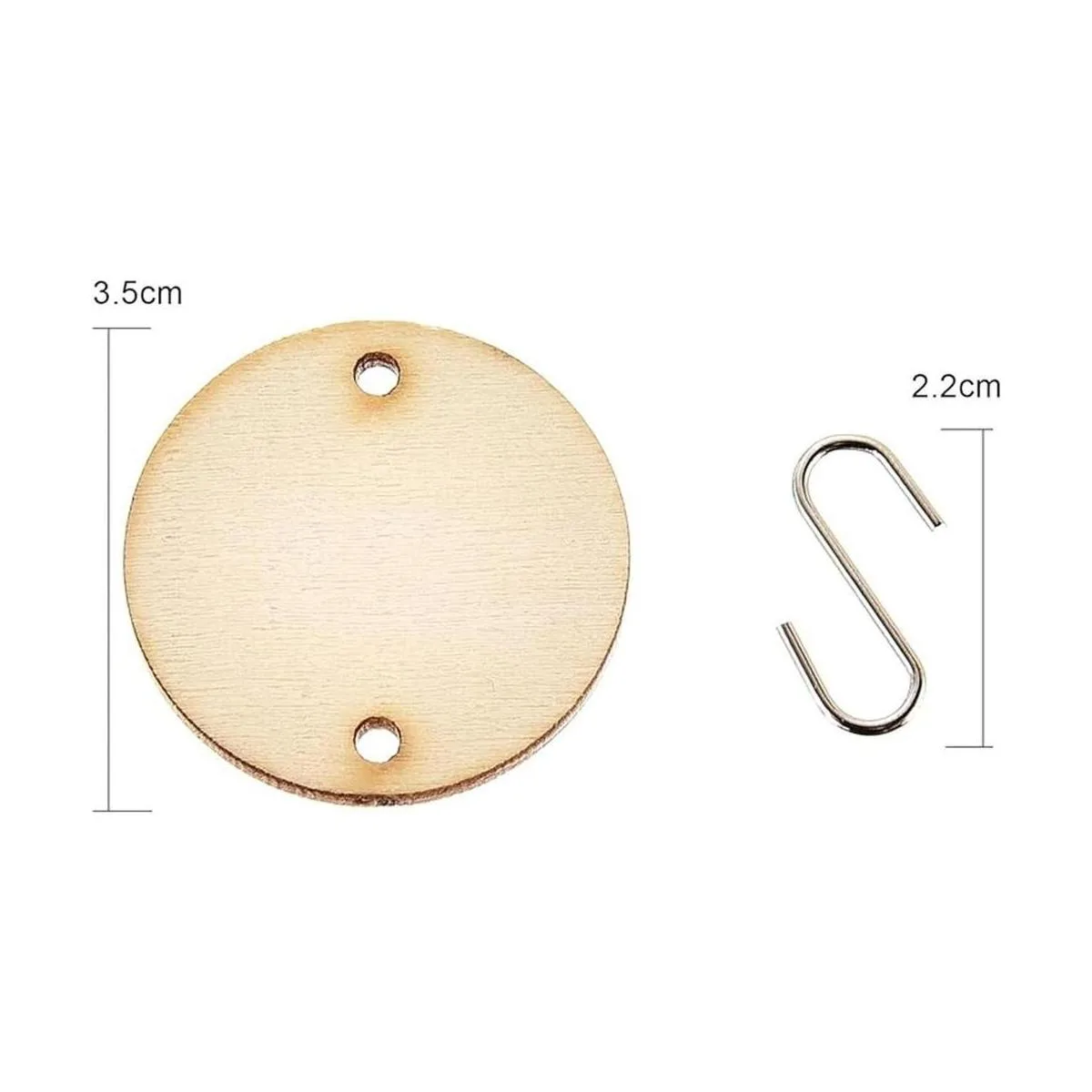 Etiquetas de madera de Navidad con 2 agujeros redondos de_2
