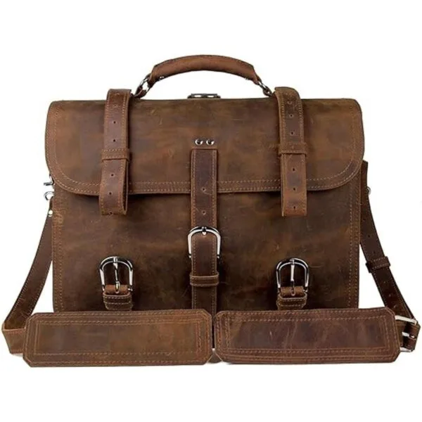 Augus Bolsa de mensajero de cuero para hombres maletín de_2
