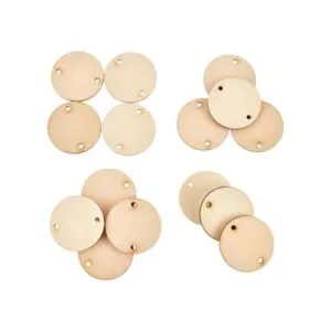 Etiquetas de madera de Navidad con 2 agujeros redondos de_6