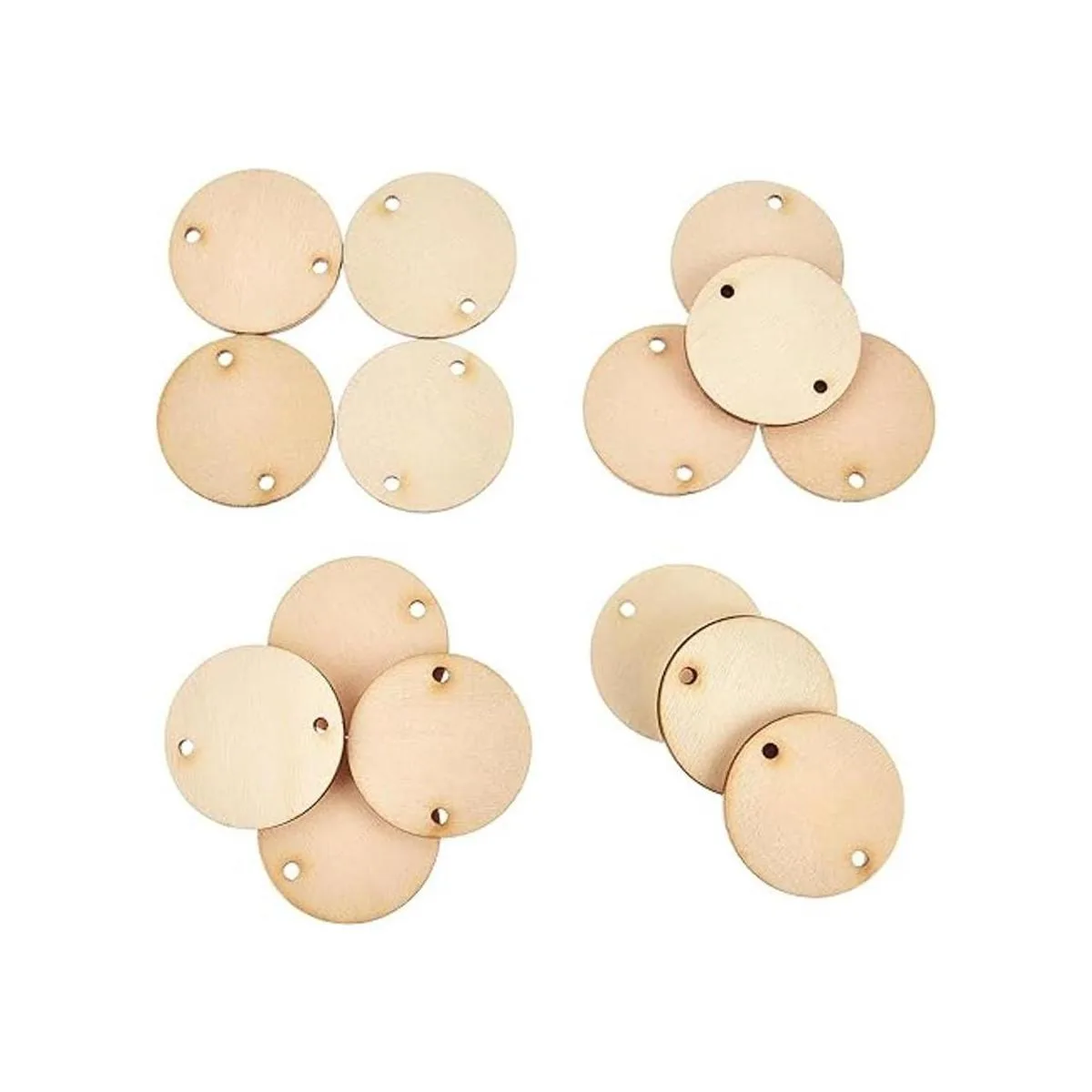 Etiquetas de madera de Navidad con 2 agujeros redondos de_6