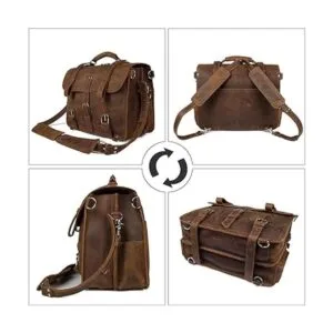 Augus Bolsa de mensajero de cuero para hombres maletín de_3