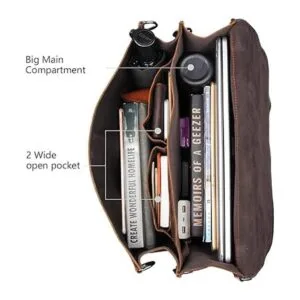 Augus Bolsa de mensajero de cuero para hombres maletín de_5