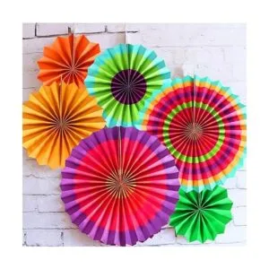 Juego de 12 vibrantes abanicos de papel para colgar_4