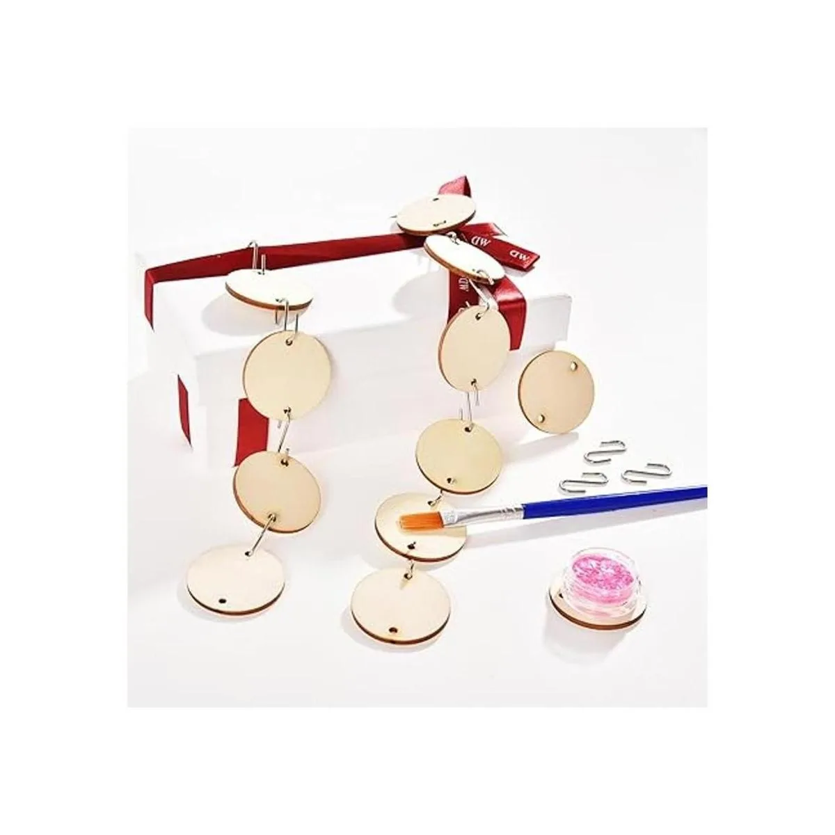 Etiquetas de madera de Navidad con 2 agujeros redondos de_3