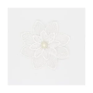 Paquete de 10 parches bordados de flores blancas para_2