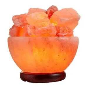 Cuenco de lámpara de sal del Himalaya con trozos de_1