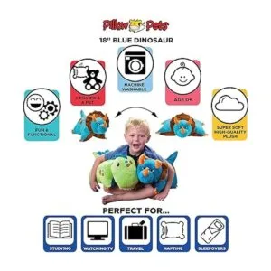 Pillow Pets Juguete de peluche de dinosaurio azul_2