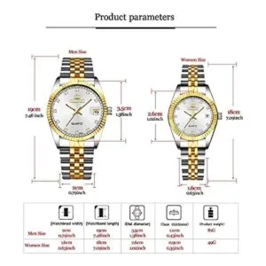 Marca suiza reloj de dos tonos hombres mujeres oro plata_6