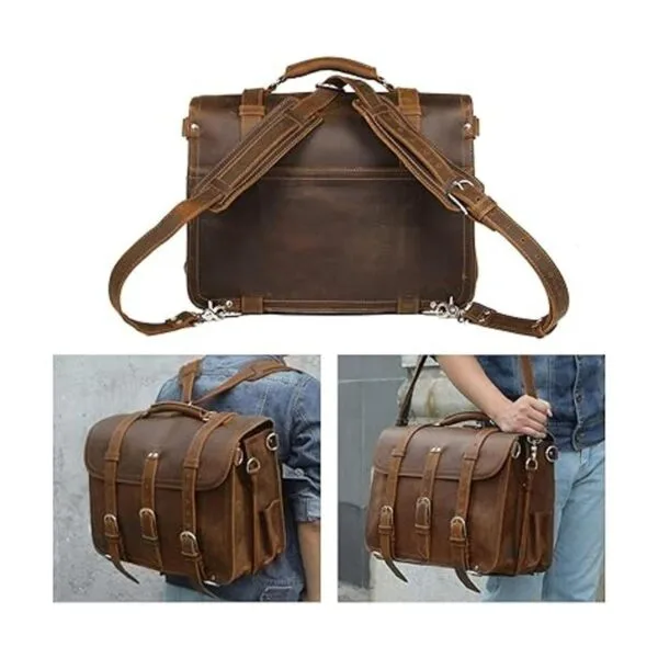 Augus Bolsa de mensajero de cuero para hombres maletín de_6