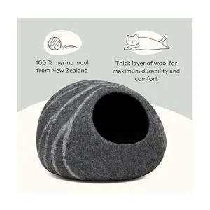 MEOWFIA Premium Felt Cat Bed Cave Handmade 100 Merino_3
