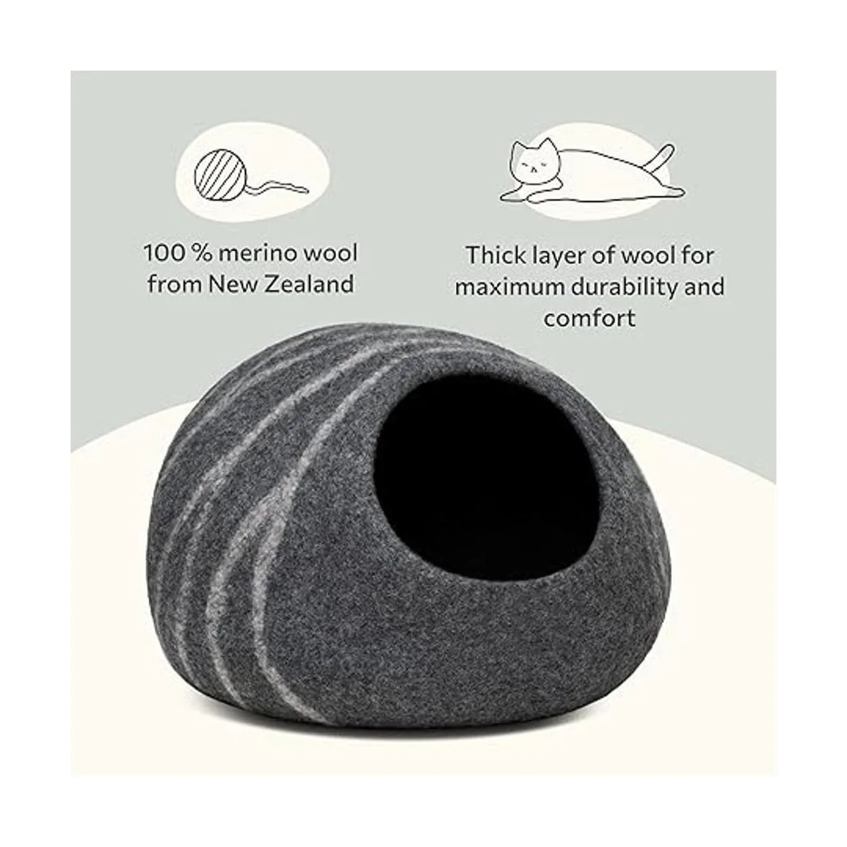 MEOWFIA Premium Felt Cat Bed Cave Handmade 100 Merino_3