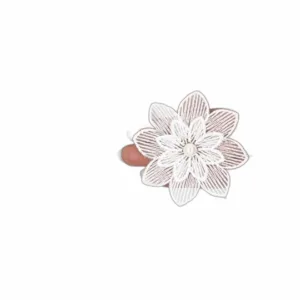 Paquete de 10 parches bordados de flores blancas para_1
