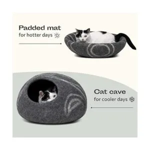 MEOWFIA Premium Felt Cat Bed Cave Handmade 100 Merino_4