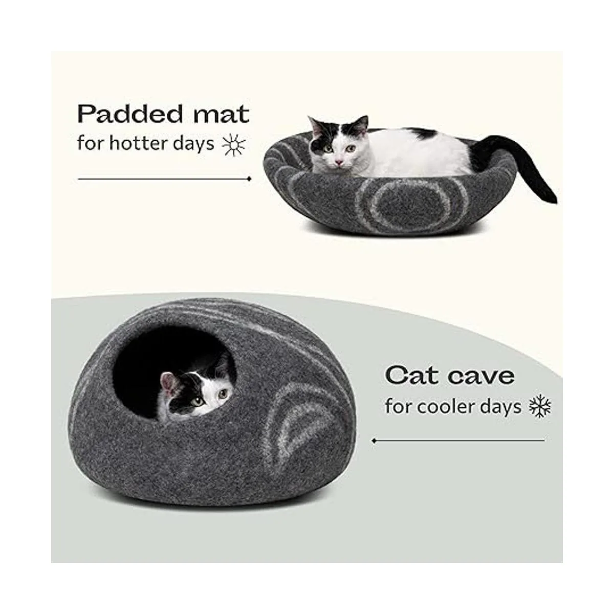 MEOWFIA Premium Felt Cat Bed Cave Handmade 100 Merino_4