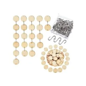 Etiquetas de madera de Navidad con 2 agujeros redondos de_1