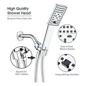 BRIGHT SHOWERS Juego de cabezal de ducha de mano de alta_2