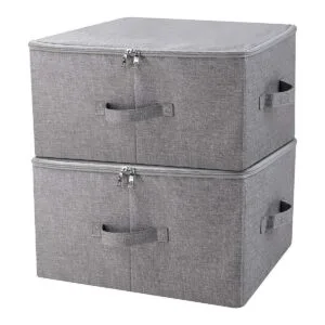 Caja de almacenamiento plegable con tapa y asas cesta de_1