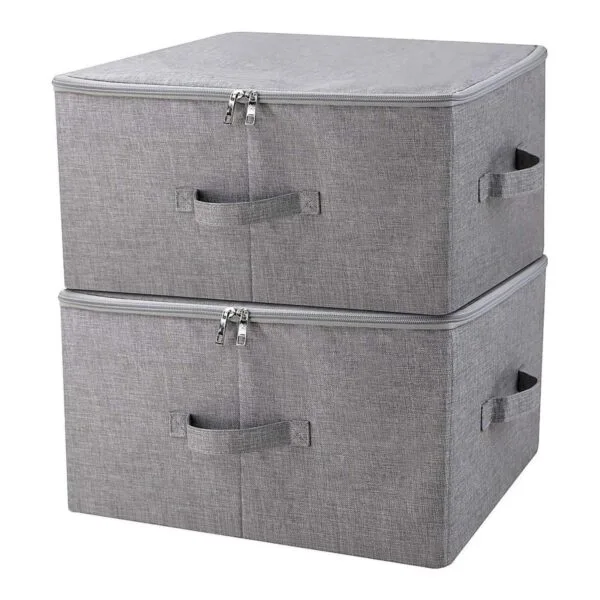 Caja de almacenamiento plegable con tapa y asas cesta de_1