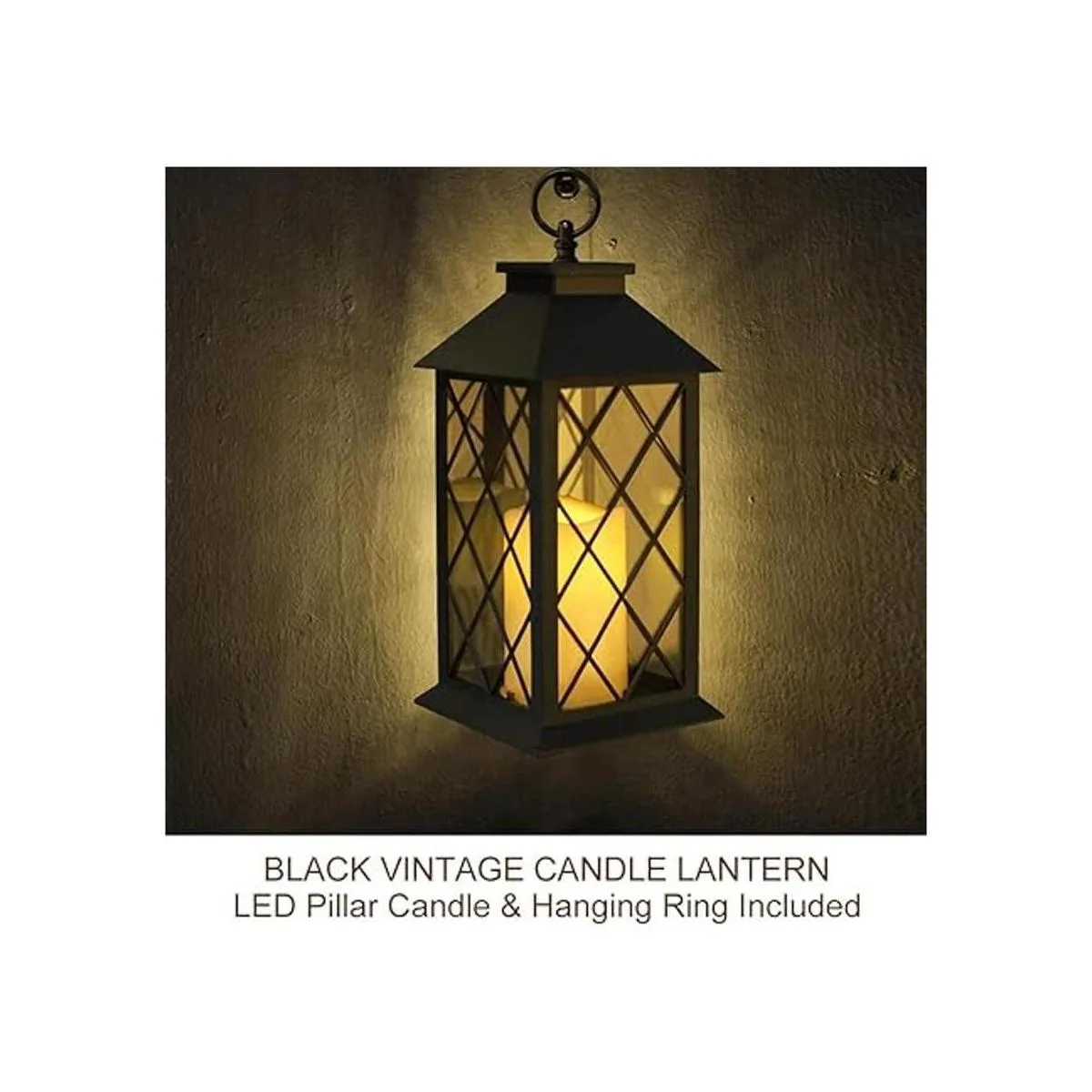Bright Zeal Farol de vela vintage negro de 13.5 pulgadas_4