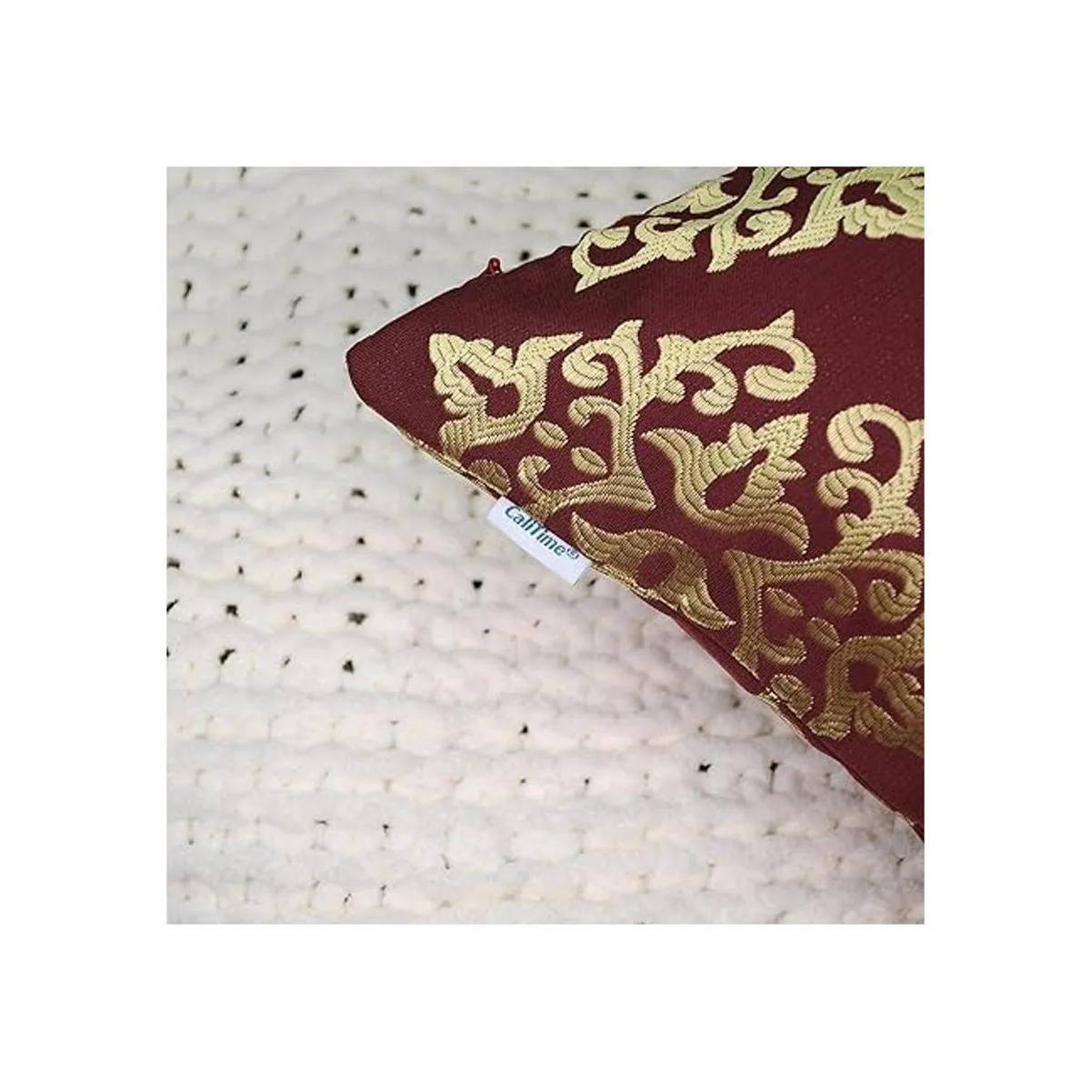 CaliTime Juego de 2 fundas de almohada de jacquard suave_7