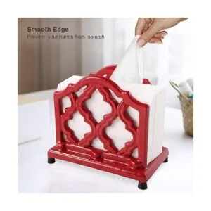 Servilletero de metal vintage de hierro fundido rojo_5