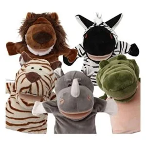 Juego de 5 piezas de marionetas de mano de animales con_1