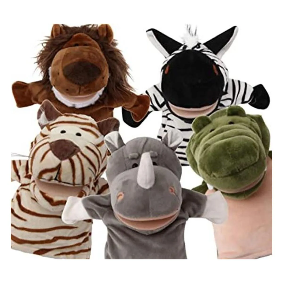 Juego de 5 piezas de marionetas de mano de animales con_1