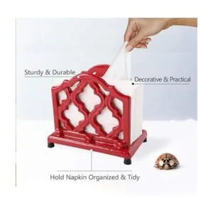 Servilletero de metal vintage de hierro fundido rojo_2