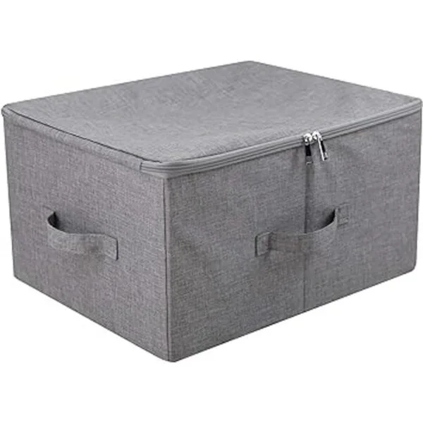 Caja de almacenamiento plegable con tapa y asas cesta de_5