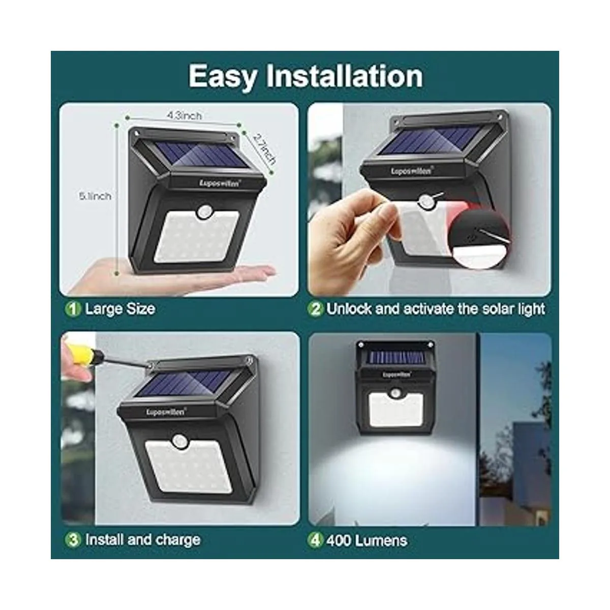 Luposwiten Luces solares para exteriores 28 LED luces_3