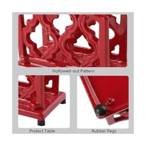 Servilletero de metal vintage de hierro fundido rojo_3