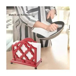 Servilletero de metal vintage de hierro fundido rojo_7