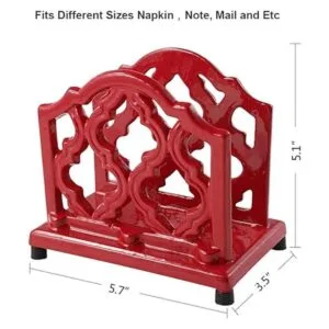 Servilletero de metal vintage de hierro fundido rojo_6