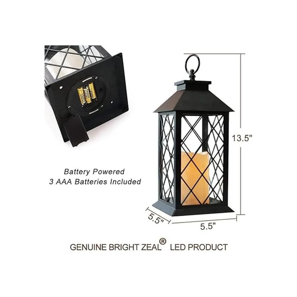 Bright Zeal Farol de vela vintage negro de 13.5 pulgadas_7