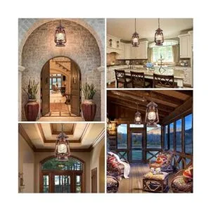 NOXARTE Lámpara colgante rústica con pantalla de cristal_4