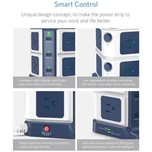 BESTEK Regleta de alimentación USB con cargador_5