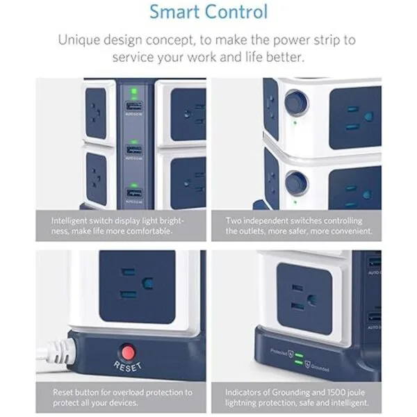 BESTEK Regleta de alimentación USB con cargador_5