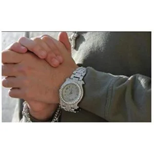 Blinged Out reloj redondo de lujo para hombre con esfera_7