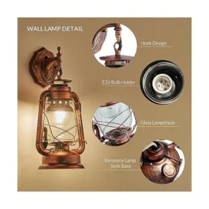 NOXARTE Lámpara de pared rústica para iluminación de farol_2