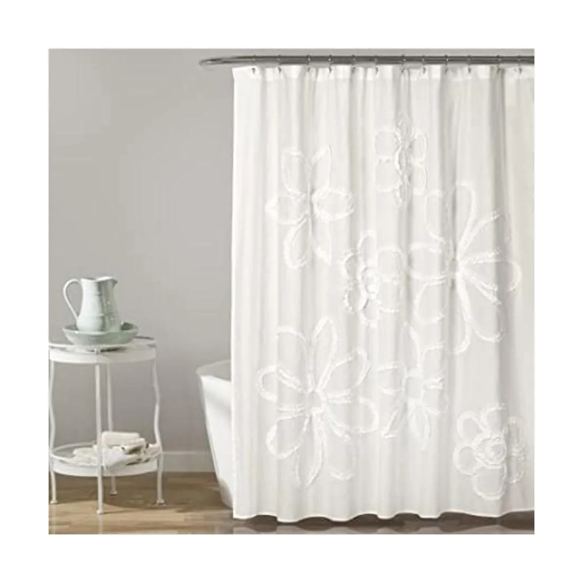 Lush Decor Cortina de ducha de poliéster con volantes_1