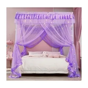 Cortina para dosel de cama Mengersi estilo princesa con 4_4