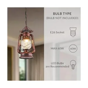 NOXARTE Lámpara colgante rústica con pantalla de cristal_2