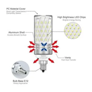 TSOCO Bombillas LED E12 bombillas LED de araña de 12 W_3