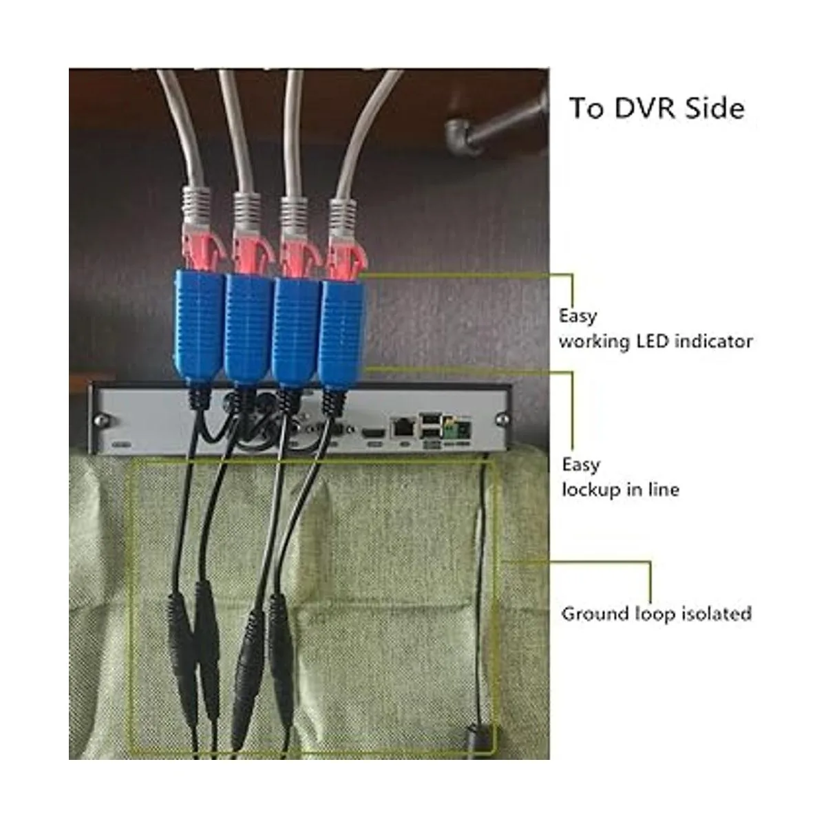 Igreeman 4 pares de adaptadores de video pasivo Balun BNC_5