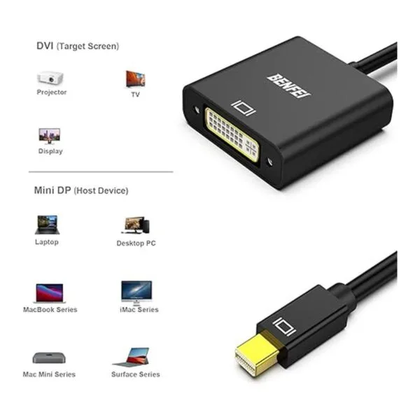 Adaptador Mini DisplayPort a DVI Benfei chapado en oro_6